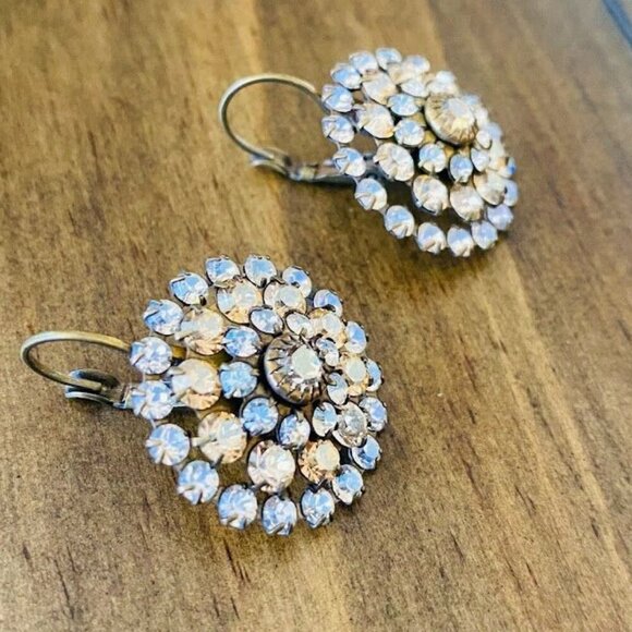 Liz Palacios Florette Leverback Earrings Made With Swarovski Crystals Brass Tone - Picture 5 of 10